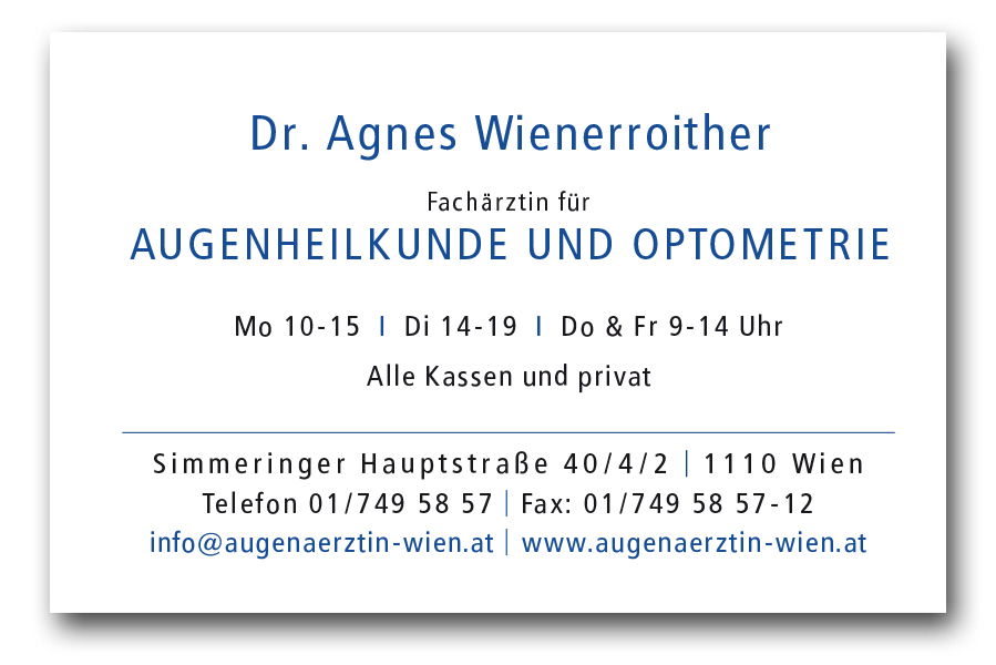 Dr. Agnes Wienerroither Fachärztin für  Augenheilkunde und Optometrie, Simmeringer Hauptstraße 40/4/2, 1110 Wien 